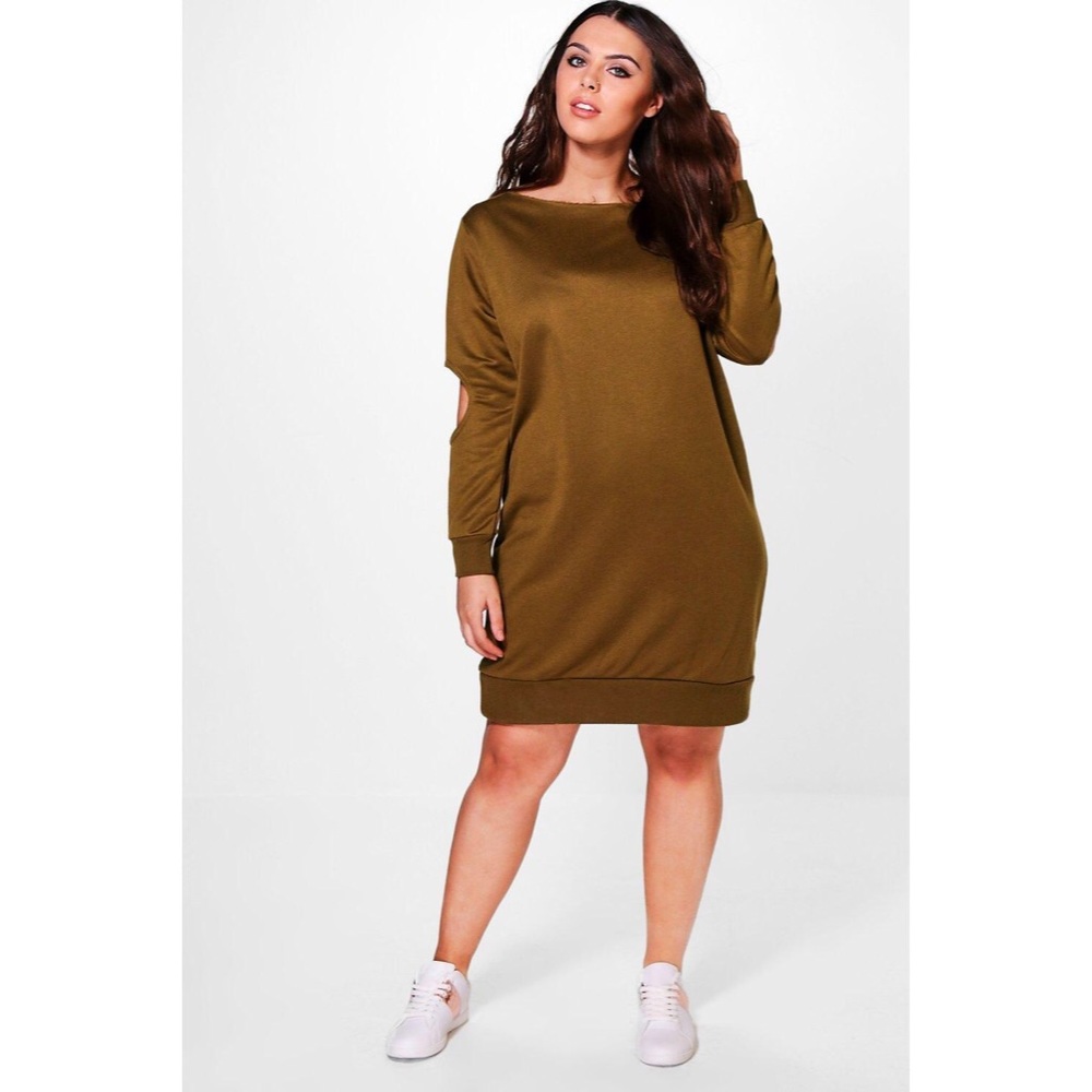 Boohoo cold shoulder sweater dress